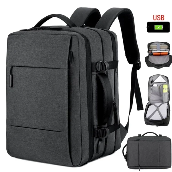 Classic Expandable Business and Travel Backpack with USB Port - Image 2