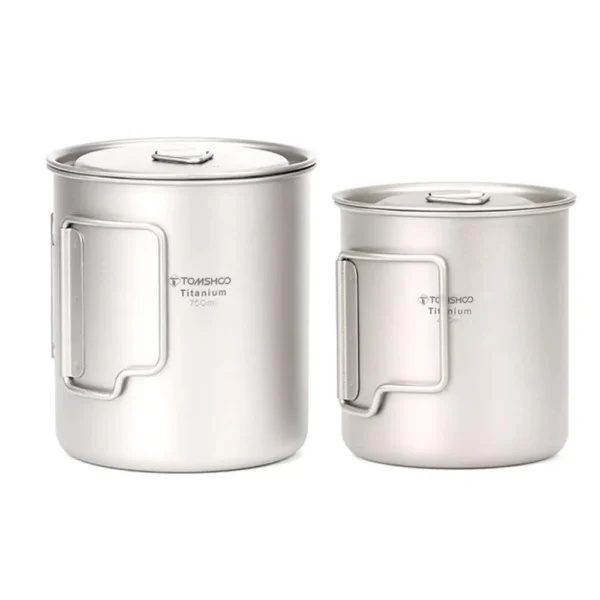 TOMSHOO Ultralight Titanium Camping Mug Set 450ml and 750ml - Image 2