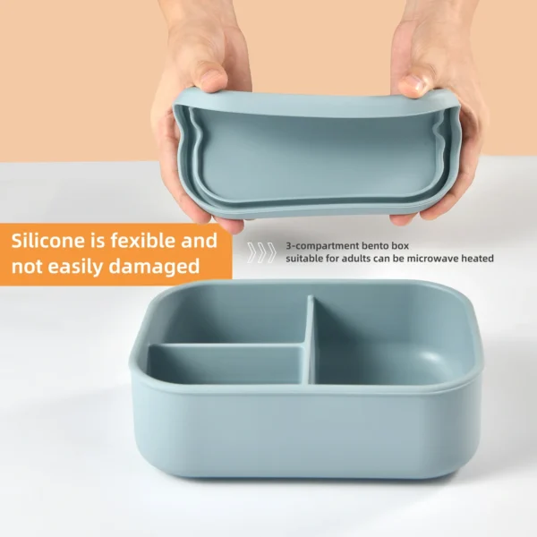 Square Silicone 3-in-1 Bento Box Leakproof - Image 3