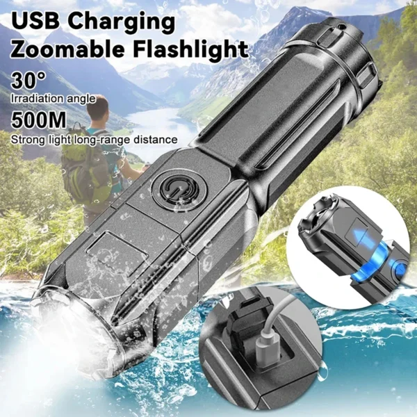 Powerful LED Flashlight – USB Rechargeable Torch - Image 2