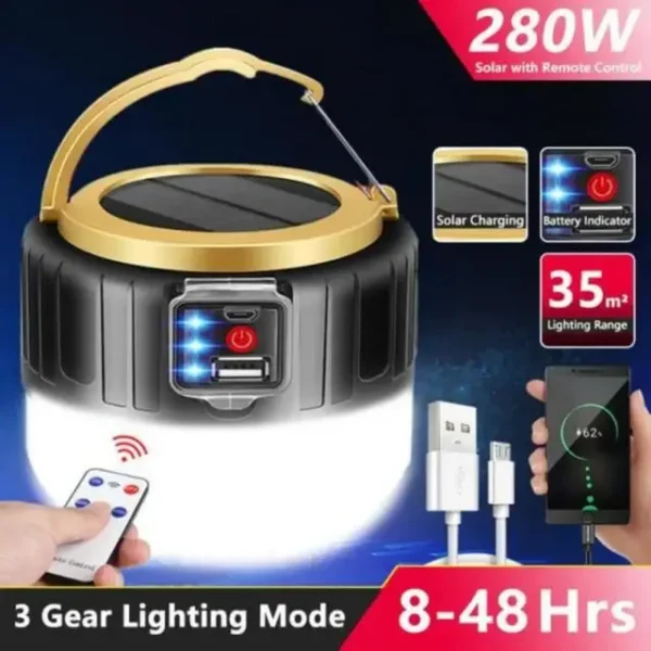 Solar USB Rechargeable LED Camping Lantern - Image 8