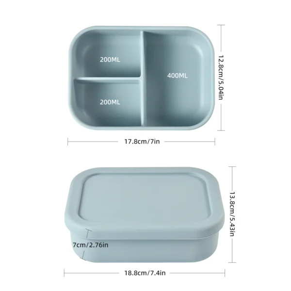Square Silicone 3-in-1 Bento Box Leakproof - Image 4