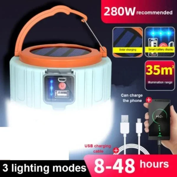 Solar USB Rechargeable LED Camping Lantern - Image 5