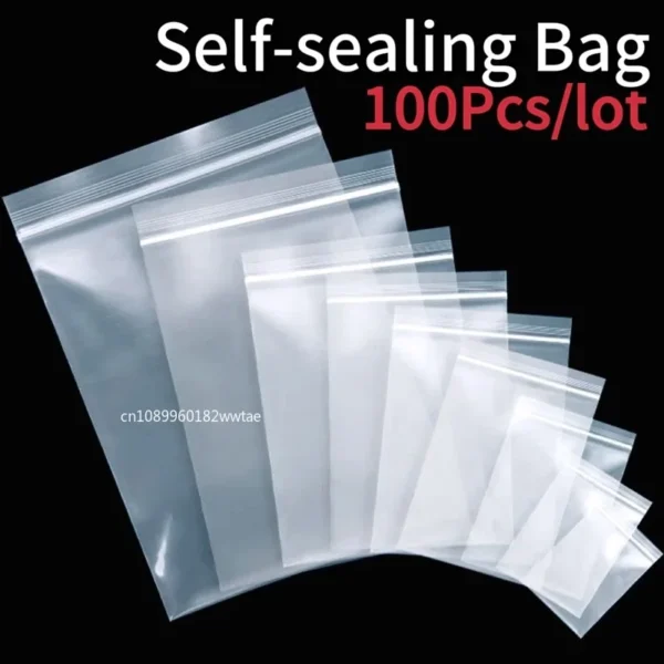 100pcs Small Clear Ziplock Storage Bags - Image 2