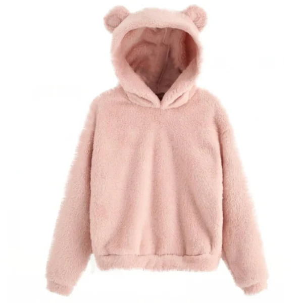 Women’s Fuzzy Bear Fleece Hoodie - Image 4