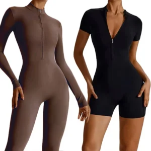 Women’s Zipper Workout Jumpsuit Set