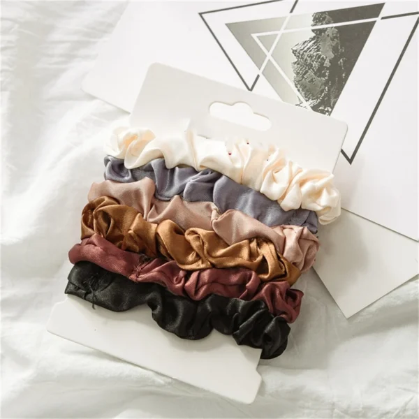 Satin Hair Scrunchies Set – 6pcs - Image 2