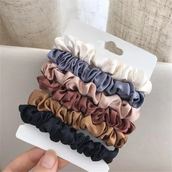 Satin Hair Scrunchies Set – 6pcs - Image 4