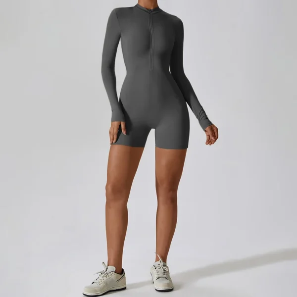 Women’s Zipper Workout Jumpsuit Set - Image 11