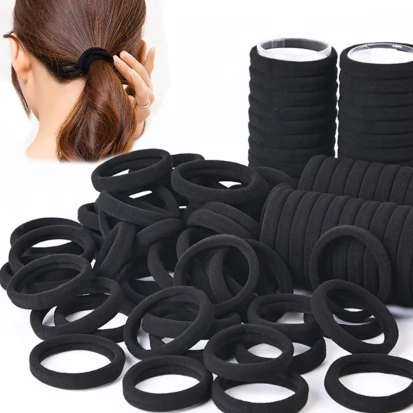 Black Elastic Hair Ties for Women