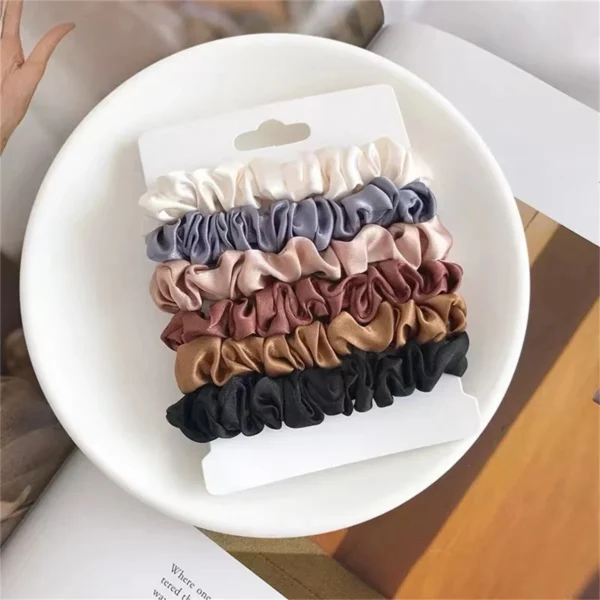 Satin Hair Scrunchies Set – 6pcs - Image 3