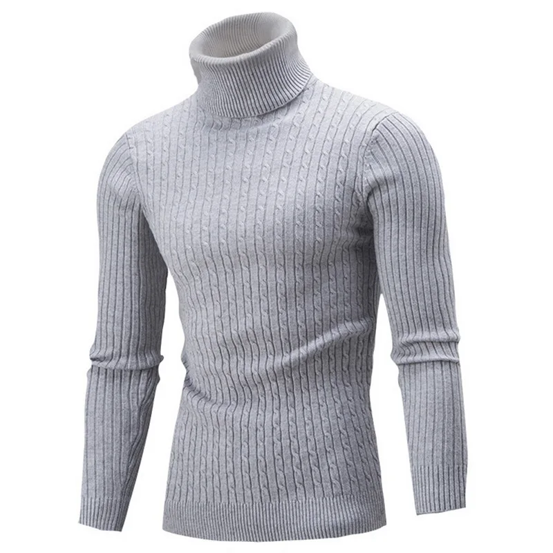Cozy, stylish men's turtleneck sweater in soft cotton, perfect for autumn and winter casual wear.
