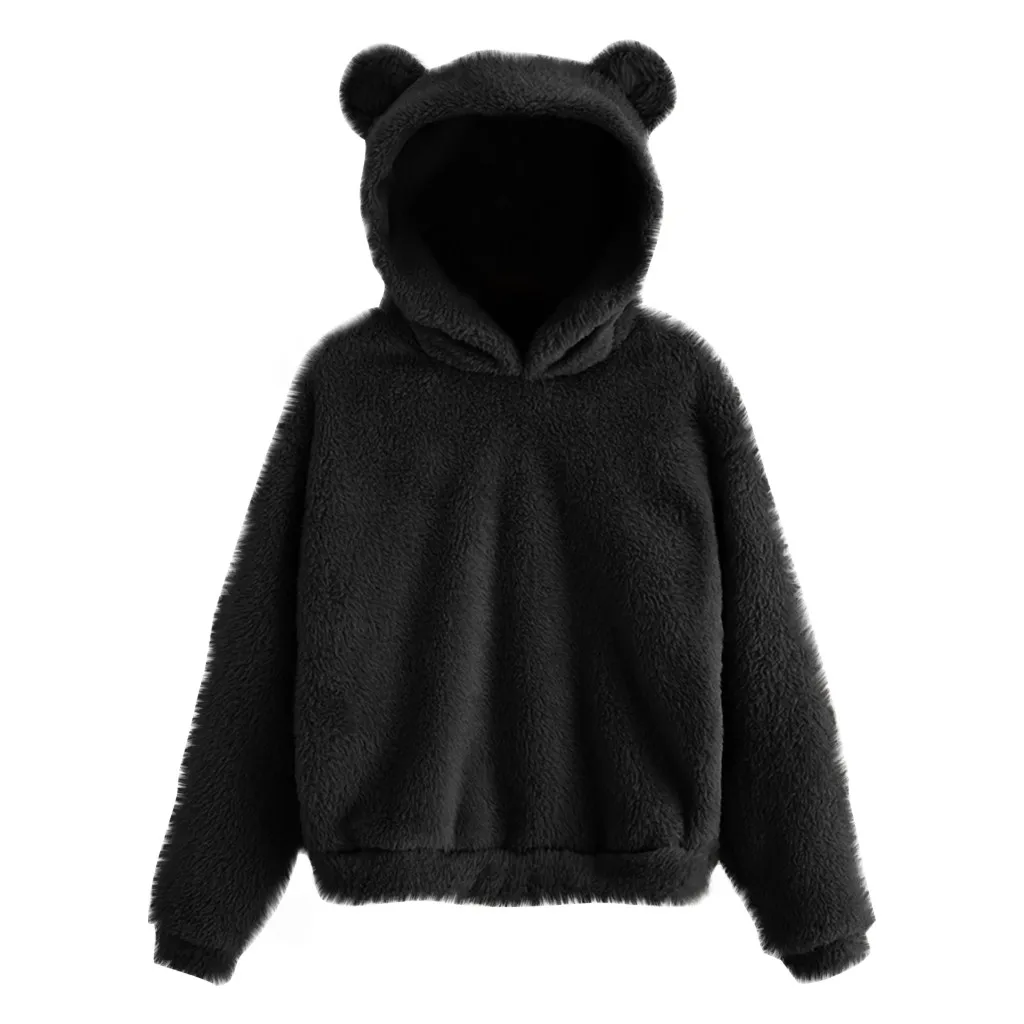 Cozy fleece pullover hoodie with an adorable bear design for warmth and style on chilly days.