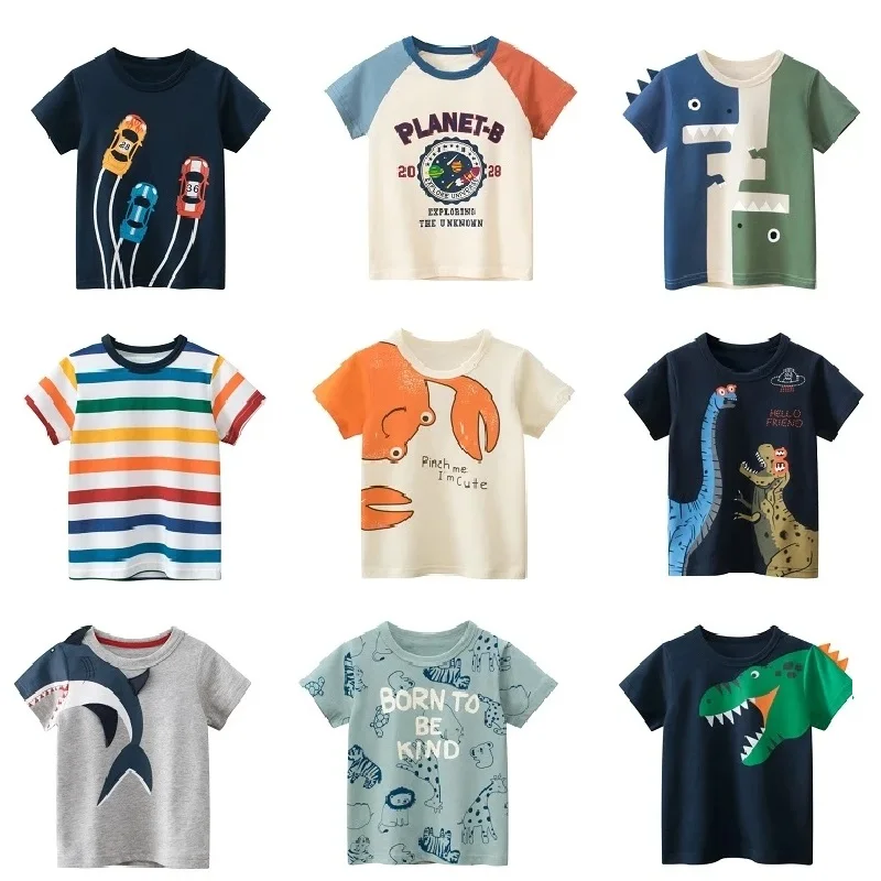 Cool cartoon T-shirt for boys, ages 2-9, comfy cotton, perfect for summer play and adventures.