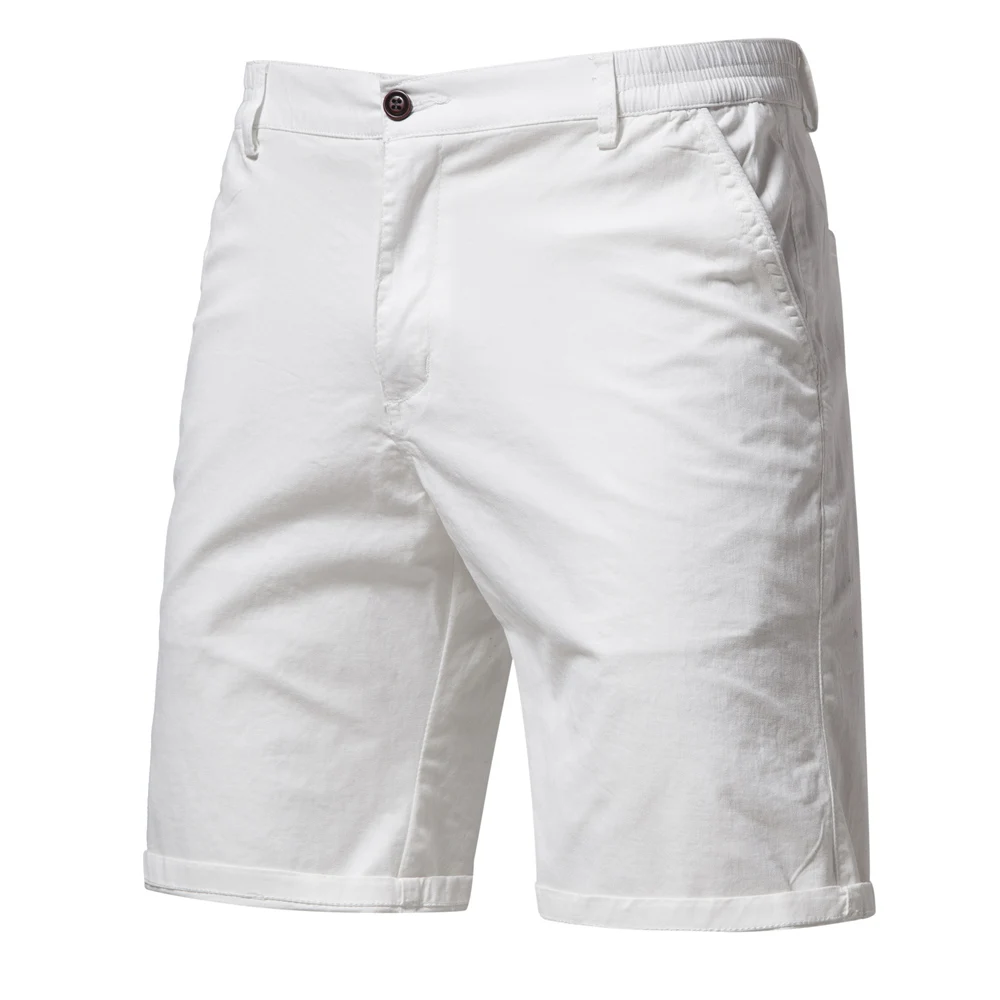 Men's summer shorts in 100% cotton, knee-length, mid-rise, and solid colors for comfort and style.