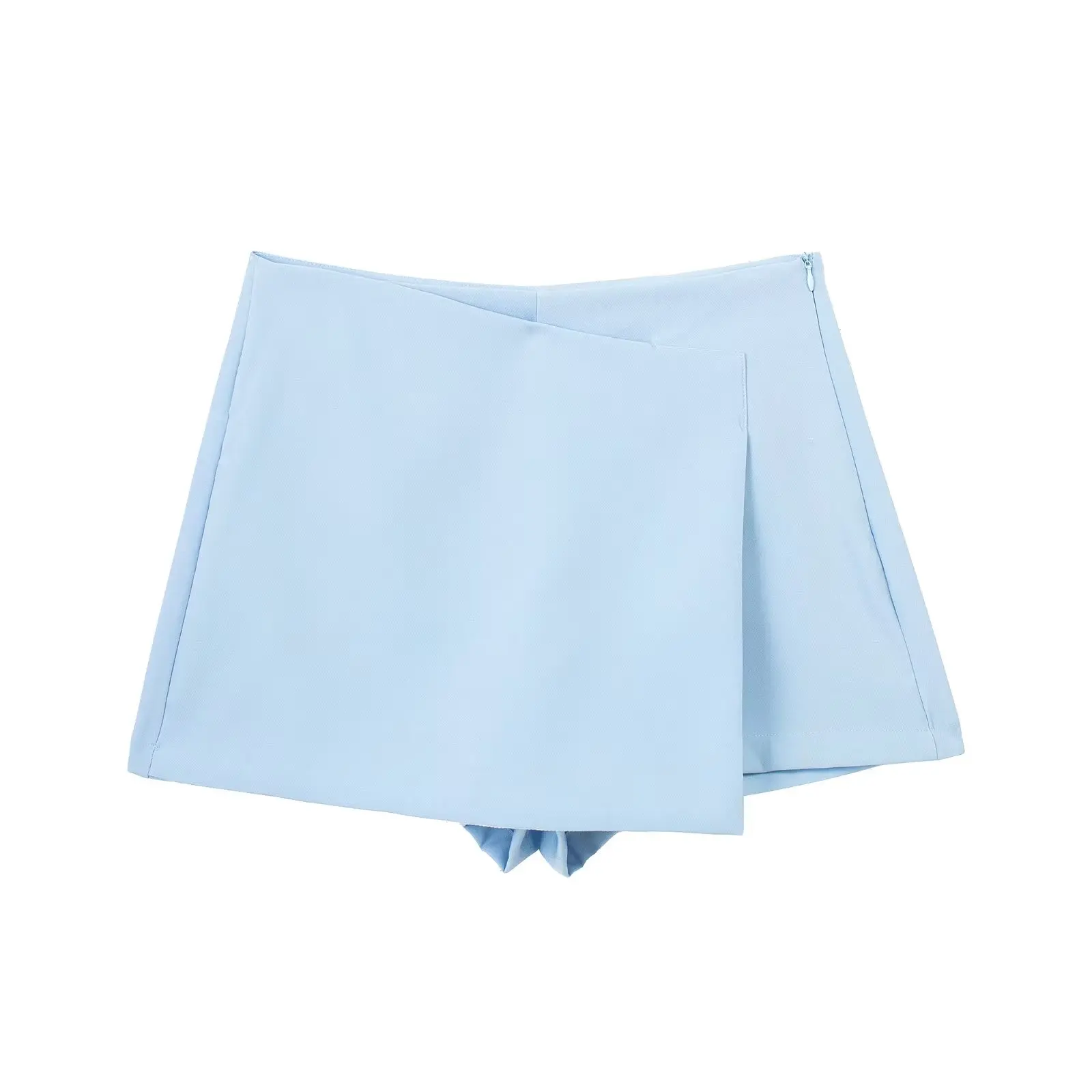 Chic women's hybrid skirt-shorts in solid polyester, perfect for summer outings with a flattering fit.