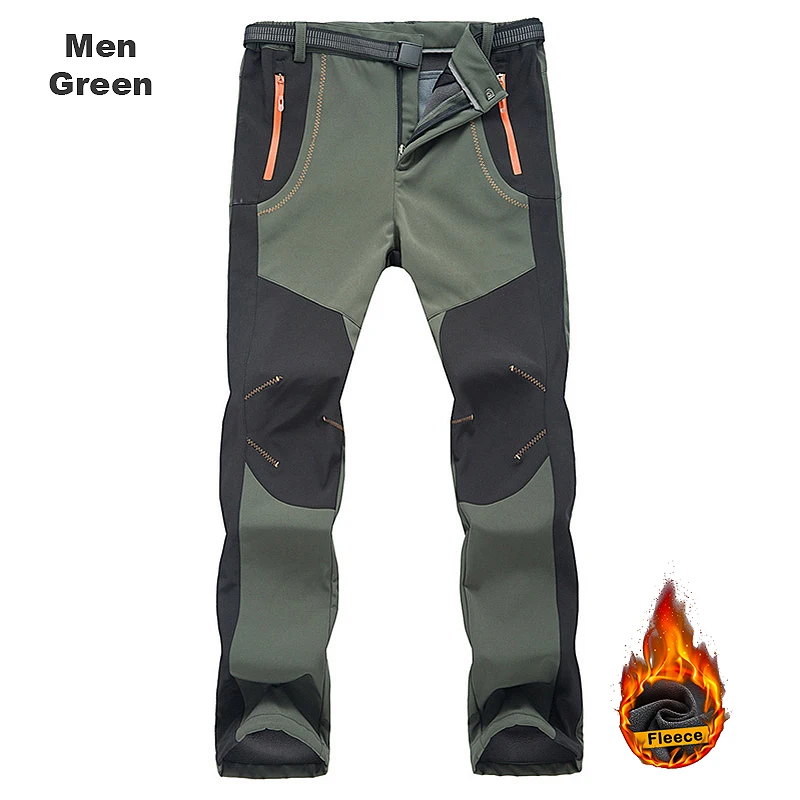 Men’s waterproof windproof fleece hiking pants, ensuring warmth and comfort for all outdoor adventures.
