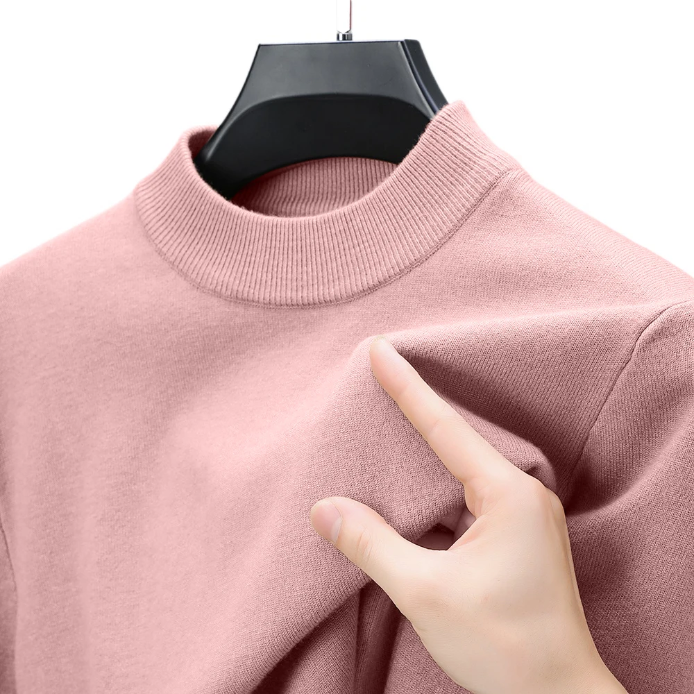 Men’s mock neck sweater: soft, breathable, stylish warmth for autumn and winter casual wear. Durable and easy care.