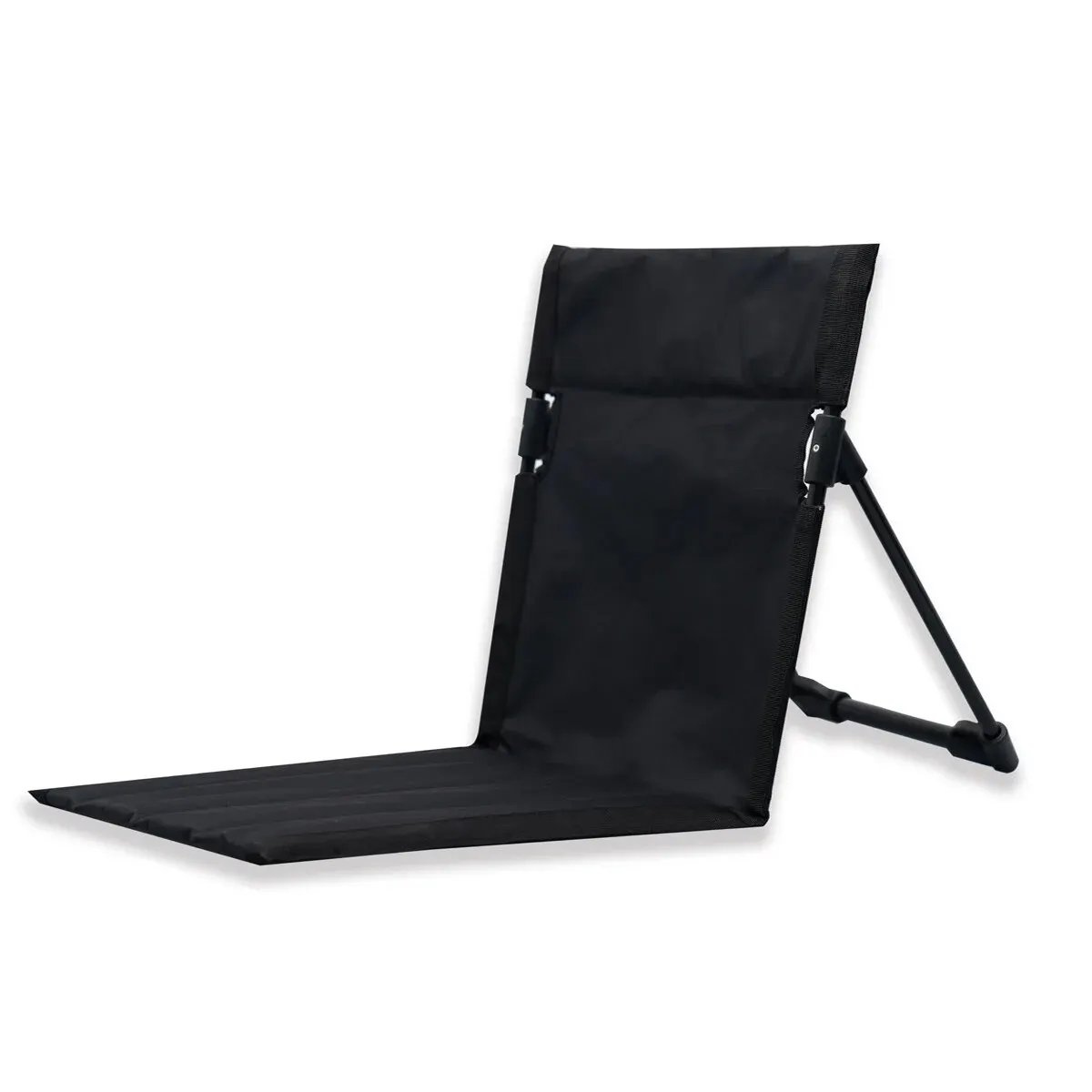 Compact, foldable chair with a comfy backrest, perfect for camping, picnics, or beach lounging.