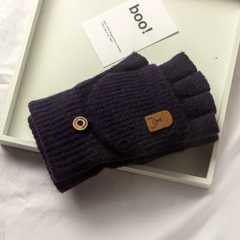 Warm knitted fingerless gloves with touch screen compatibility, perfect for any outfit and activity.