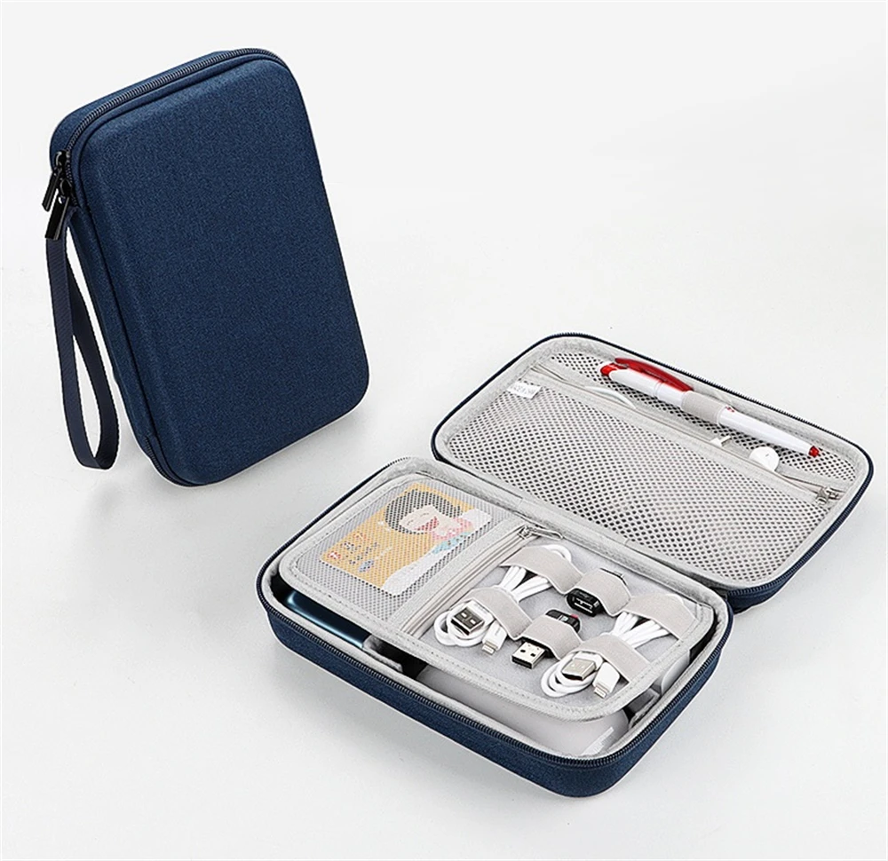 Travel organizer bag with spacious, durable, and water-resistant design for tech gadgets and accessories.