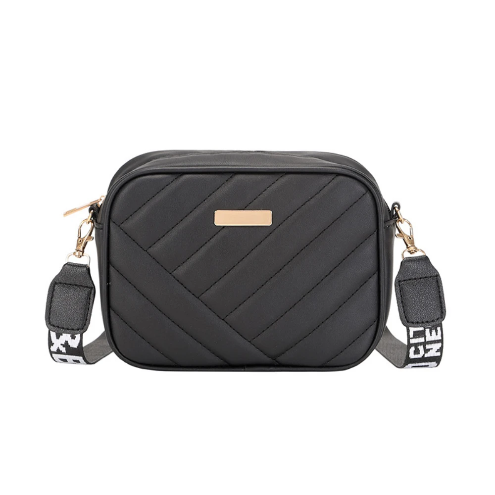 Stylish PU crossbody bag with spacious interior, striped design, and convenient exterior pocket.