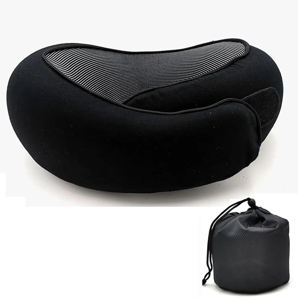 Travel neck pillow with memory foam, unique design, soft cover—max comfort for rest on the go.