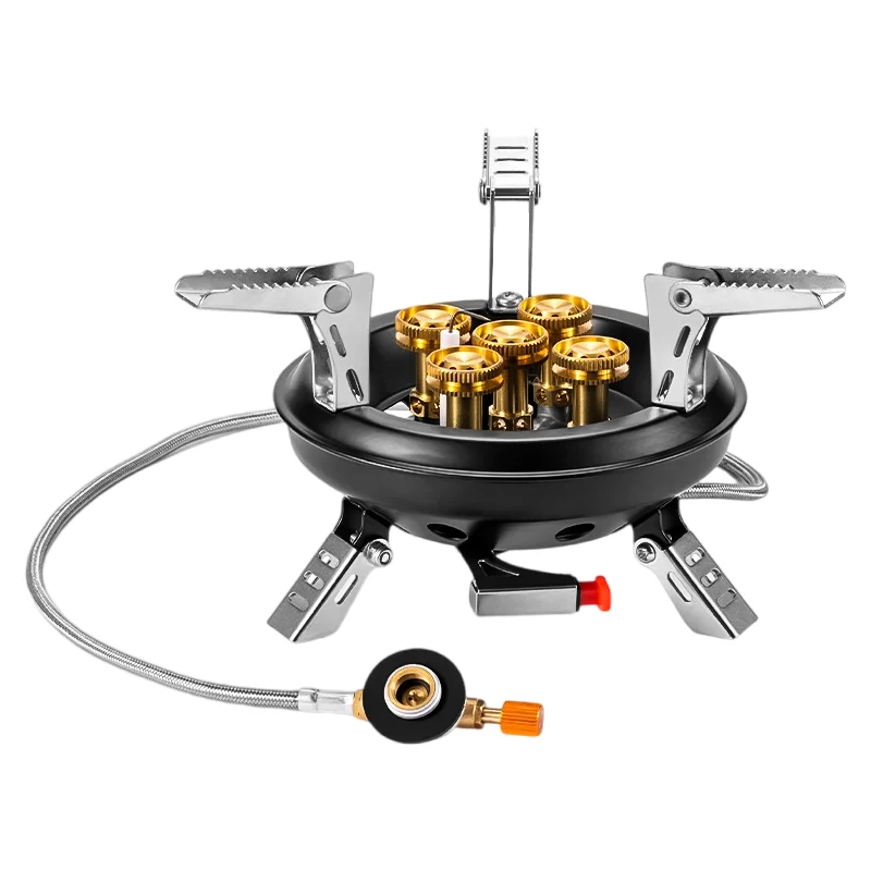 High-powered, portable gas stove for efficient outdoor cooking; ideal for camping, hiking, or emergencies.