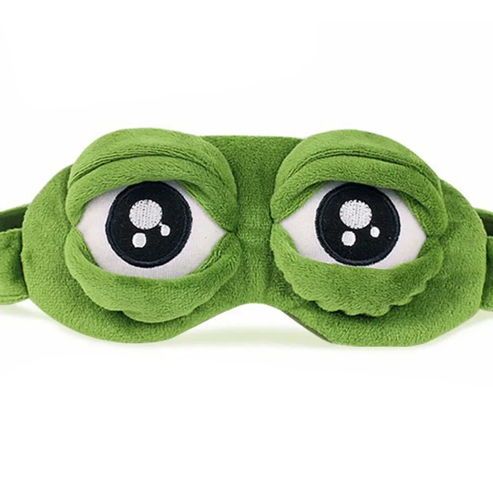 3D sad frog sleep mask: soft, adjustable, and lightweight for ultimate comfort and restful sleep.